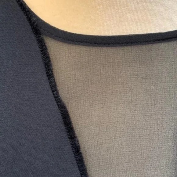 SANDRO 1 (US S) Classic Black Mini Dress Mesh V-Neck - Picture 5 of 11